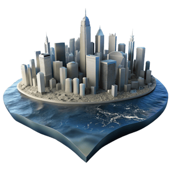 wonderful vintage Submerged City Skyline Night View Cutout professional png