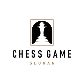 design chess logo chess game concept silhouette vintage retro template vector