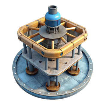 vibrant vintage Subsea Wellhead Platform Top View Transparent Background png