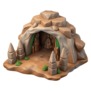 serene vintage Subterranean River Cave Paintings Transparent premium png