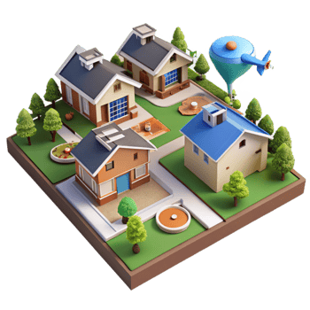 vibrant creative Suburban Neighborhood Aerial View with Drone Cutout genuine png