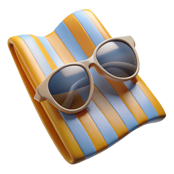 beautiful minimalist Sunglasses on Beach Towel Cutout detailed png