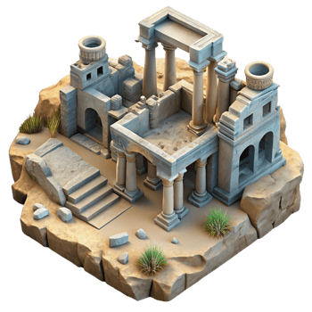 impressive contemporary Sunken City Ruins Top View Transparent Background high resolution png