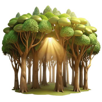 serene classic Sunlight Through Forest Canopy Transparent Background high quality png