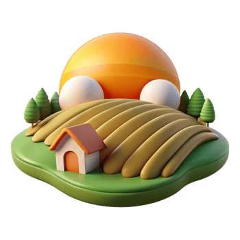 stunning creative Sunrise Over Farm Fields Landscape Isolated professional png