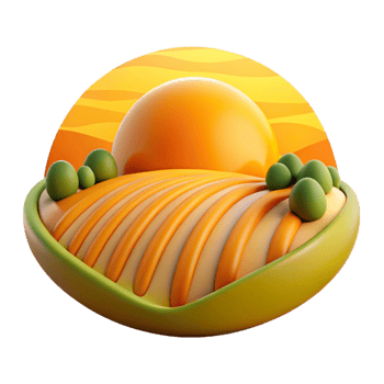 serene artistic Sunrise Over Farmland Orange and Yellow Transparent detailed png