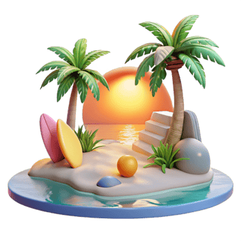 extraordinary abstract Sunset Beach Tropical Paradise Scene Transparent Background png