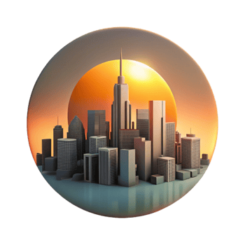 stunning classic Sunset Over City Skyline Panoramic View Cutout premium png