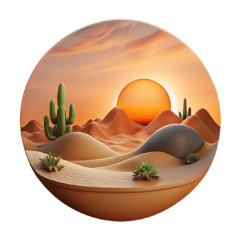 elegant creative Sunset Over Desert Landscape Panoramic View Cutout premium png
