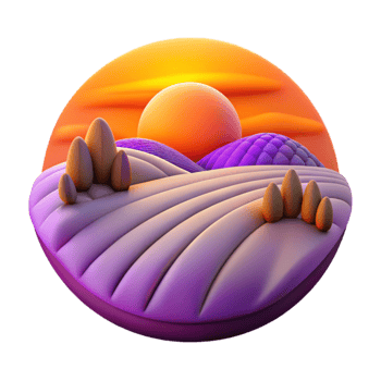 extraordinary minimalist Sunset Over Farmland Orange and Purple Transparent professional png