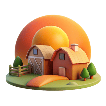 impressive vintage Sunset Over Farm Cutout with Orange Sky Transparent Background png