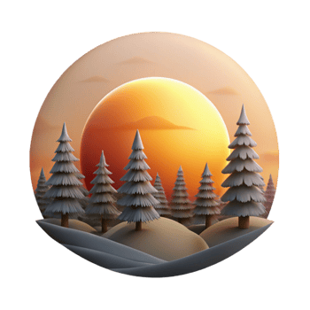 wonderful vintage Sunset Over Forest Silhouetted Trees Transparent premium png