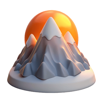 impressive rustic Sunset Over Icy Mountain Peak Isolated high resolution png