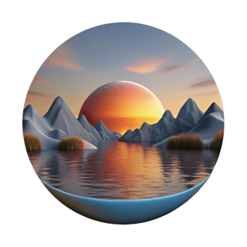 stunning classic Sunset Over Lake Landscape Transparent Background high quality png