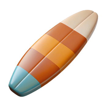 magnificent traditional Surfboard Retro Design Top View Transparent Background high resolution png