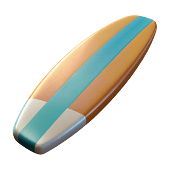 magnificent traditional Surfboard Retro Design Top View Transparent Background authentic png
