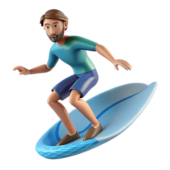 serene traditional Surfer Riding Wave Side View Transparent Background Cutout professional png