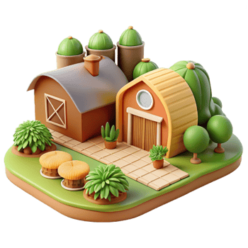 beautiful traditional Sustainable Agriculture Farm Scene Transparent Background png