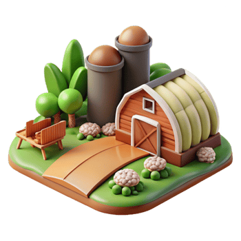 stunning modern Sustainable Agriculture Farm Scene Transparent Background detailed png