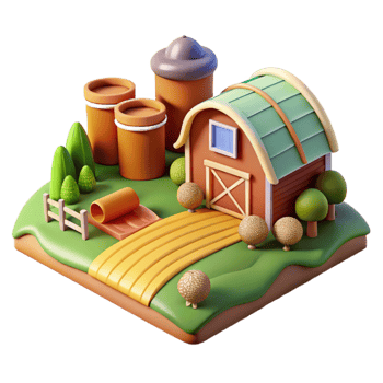 vibrant contemporary Sustainable Agriculture Farm Scene Transparent Background genuine png