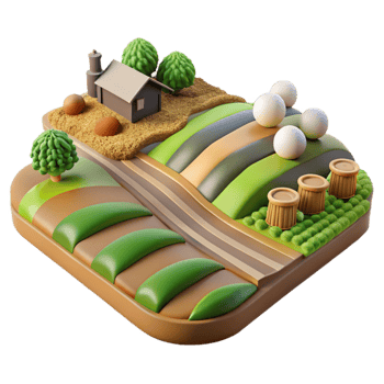elegant rustic Sustainable Agriculture Landscape Isolated with Fields original png