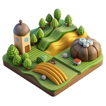 dramatic traditional Sustainable Agriculture Landscape Isolated with Fields high resolution png