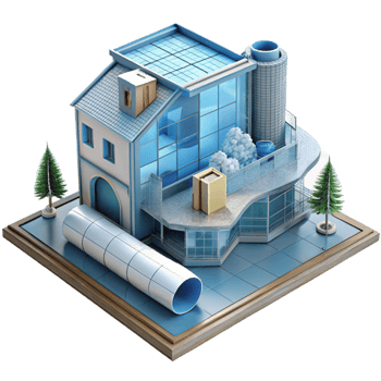 serene contemporary Sustainable Architecture Blueprint Transparent Background exclusive png