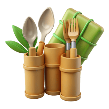 wonderful abstract Sustainable Bamboo Utensils Set Fork Knife Spoon Cutout exclusive png