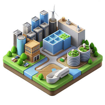 wonderful traditional Sustainable City Infrastructure Isometric View Isolated original png
