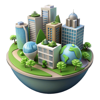 impressive creative Sustainable City Living Concept Illustration Isolated genuine png