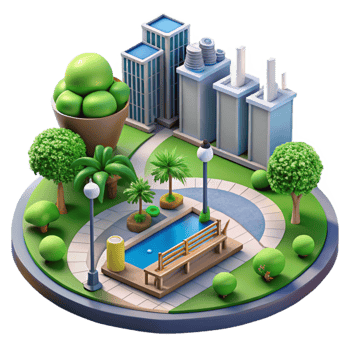 magnificent creative Sustainable City Park Scene Transparent Element detailed png