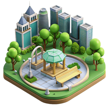magnificent minimalist Sustainable City Park Scene Transparent Element high resolution png