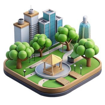 serene modern Sustainable City Park Scene Transparent Element exclusive png