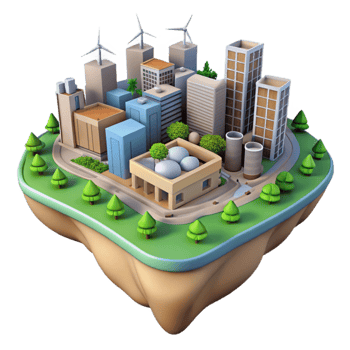 serene classic Sustainable City Planning Concept Cutout exclusive png