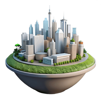 impressive rustic Sustainable City Skyline Panorama Transparent Element premium png