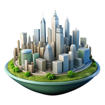 magnificent artistic Sustainable City Skyline Panorama Transparent Element original png