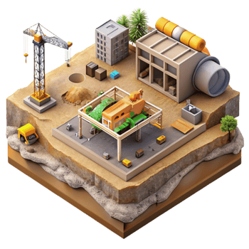 stunning artistic Sustainable Construction Site Aerial View Isolated png