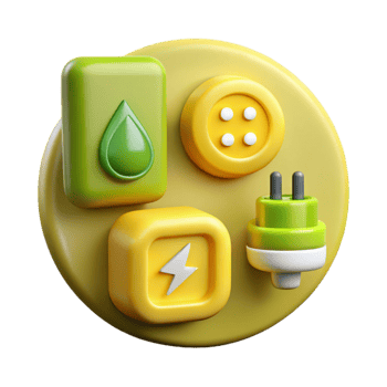 serene contemporary Sustainable Energy Icon Set Yellow Transparent Background professional png