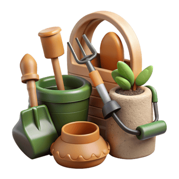 beautiful minimalist Sustainable Gardening Tools Set Isolated original png