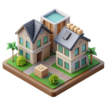 vibrant traditional Sustainable Housing Development Isometric Cutout professional png