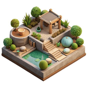 dramatic rustic Sustainable Landscape Design Plan Isolated Element high quality png