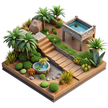 elegant traditional Sustainable Landscape Garden Plan Isolated professional png