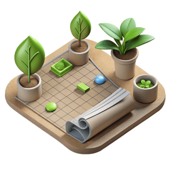 dramatic modern Sustainable Landscaping Plan Cutout with Plant Symbols exclusive png