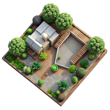impressive contemporary Sustainable Landscaping Plan Top View Isolated original png