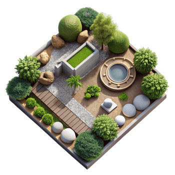 wonderful artistic Sustainable Landscaping Plan Top View Isolated high resolution png