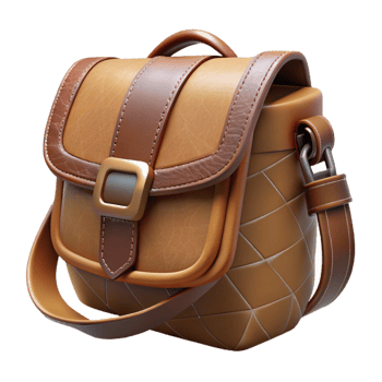 beautiful rustic Sustainable Leather Bag Crossbody Brown Transparent Background exclusive png