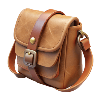 impressive creative Sustainable Leather Bag Crossbody Brown Transparent Background professional png