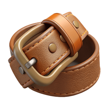 beautiful vintage Sustainable Leather Belt Brown with Buckle Transparent Background exclusive png