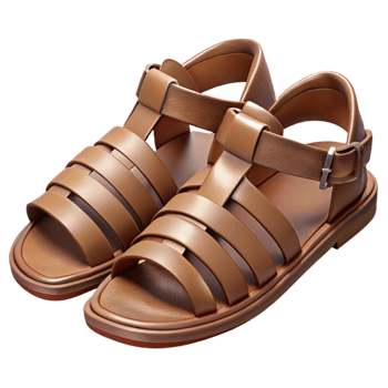 beautiful vintage Sustainable Leather Sandals Brown Strappy Transparent Background original png