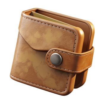 stunning rustic Sustainable Leather Wallet Brown Bifold Transparent Background png